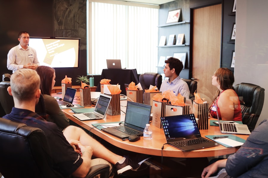 UK employers in a team meeting